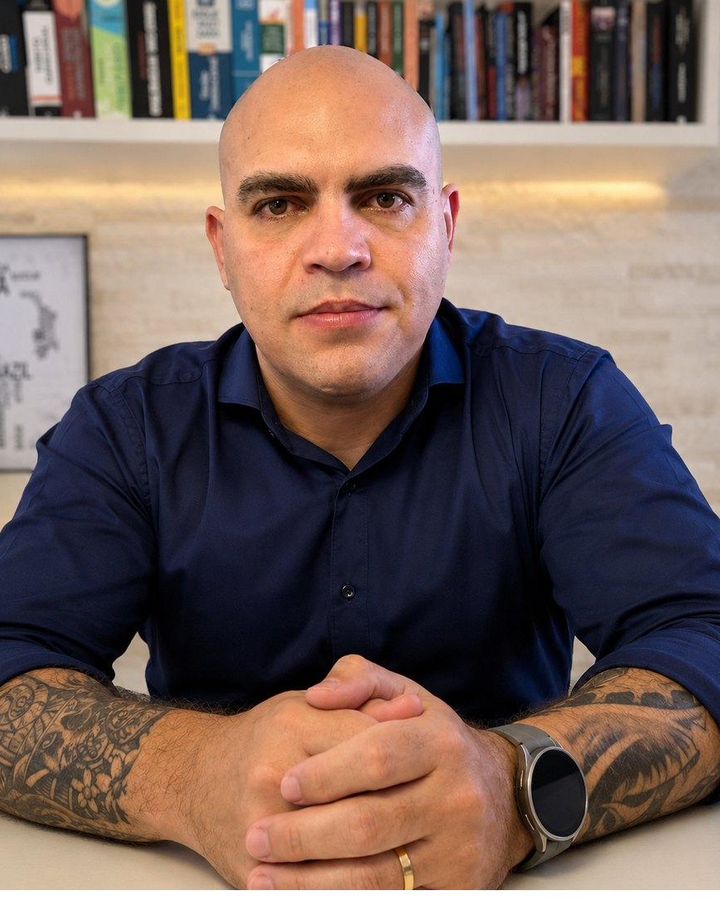 Retrato de Rodrigo Rosa, advogado, no escritório em São Paulo.